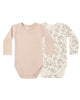QUINCY MAE JERSEY BODYSUIT, 2 PACK FLORAL VINE, DUSTY ROSE