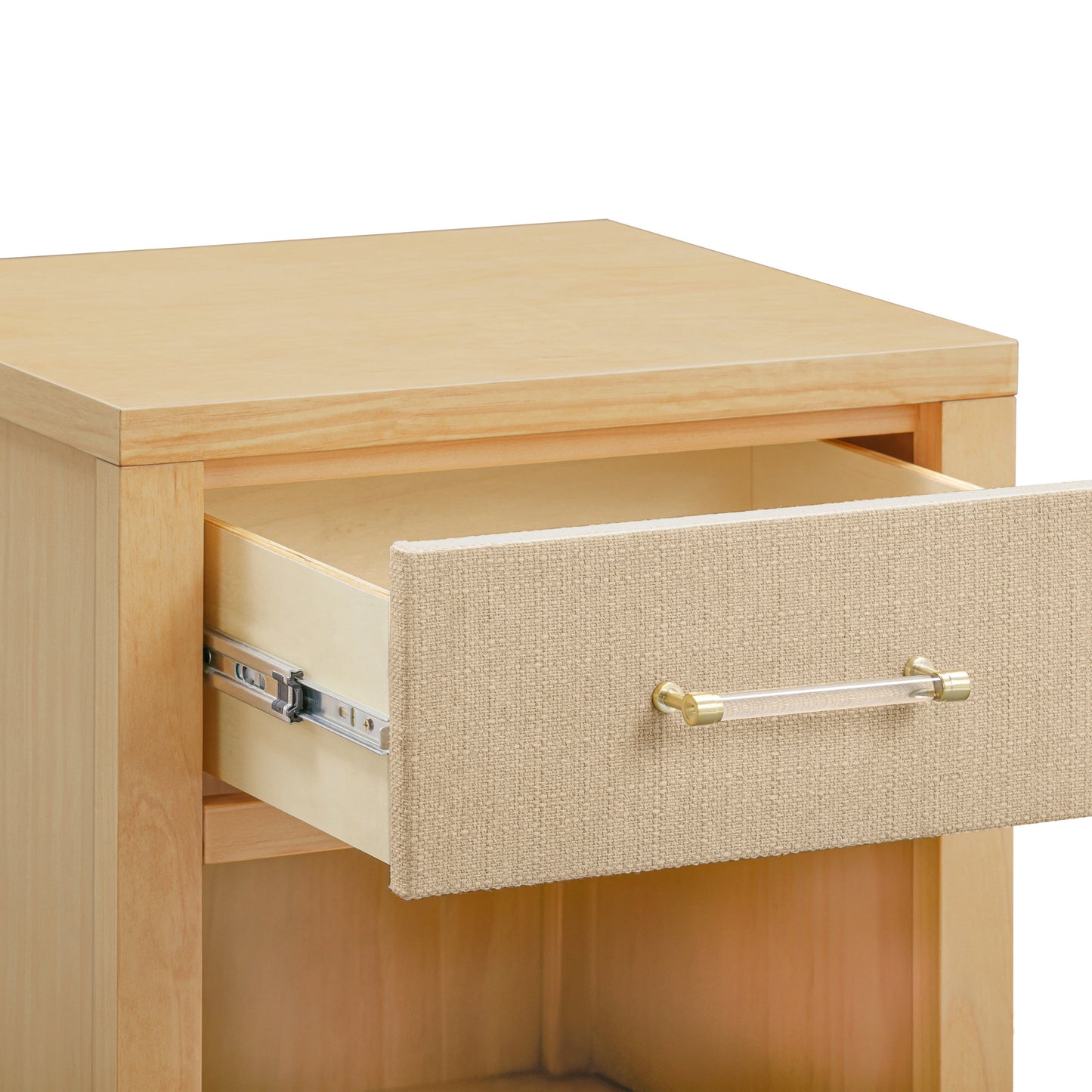 Eloise Nightstand, Assembled in Honey & Performance Sand Eco-Weave