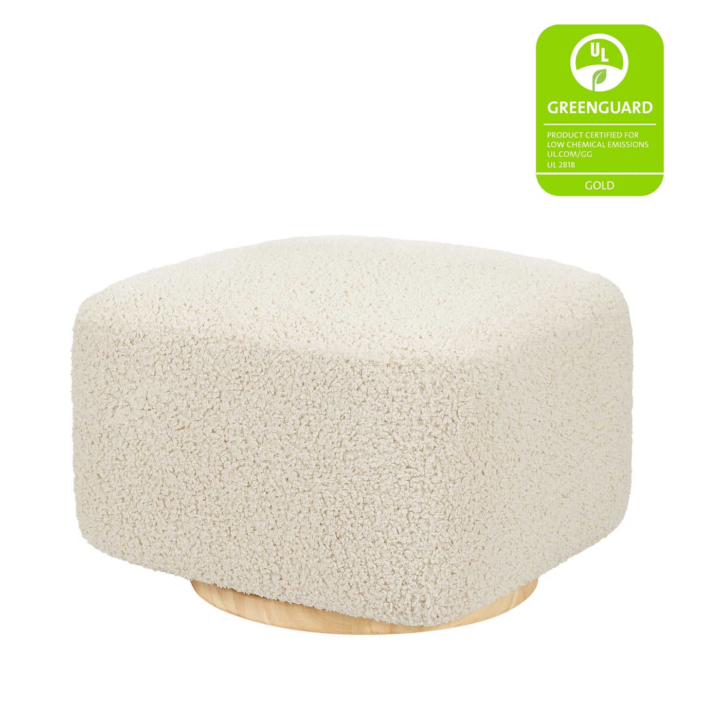 Kiwi Gliding Ottoman in Ivory Boucle w/ Gold Base