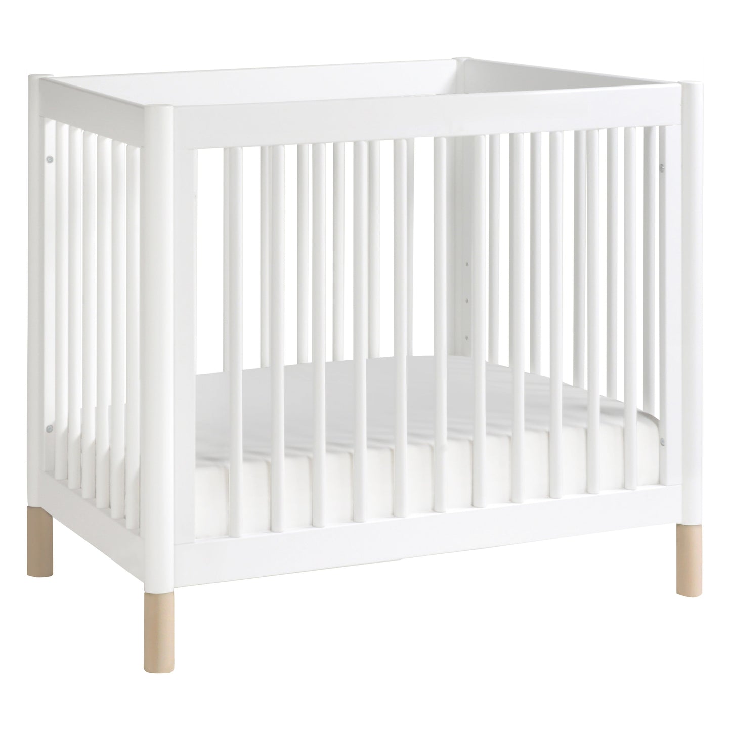 Gelato 4-in-1 Convertible Mini Crib and Twin bed in Natural Walnut Finish with Gold Feet