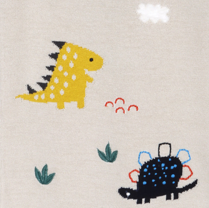VIVERANO DINOSAUR JACQUARD KNIT BABY KNIT JUMPSUIT