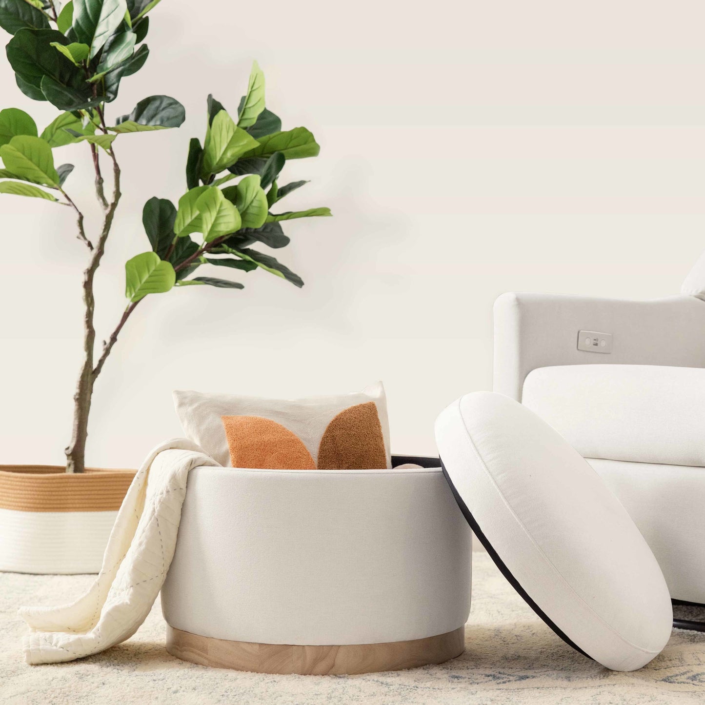 BABYLETTO NAKA STORAGE OTTOMAN IN ECO-PERFORMANCE FABRIC | WATER REPELLENT & STAIN RESISTANT