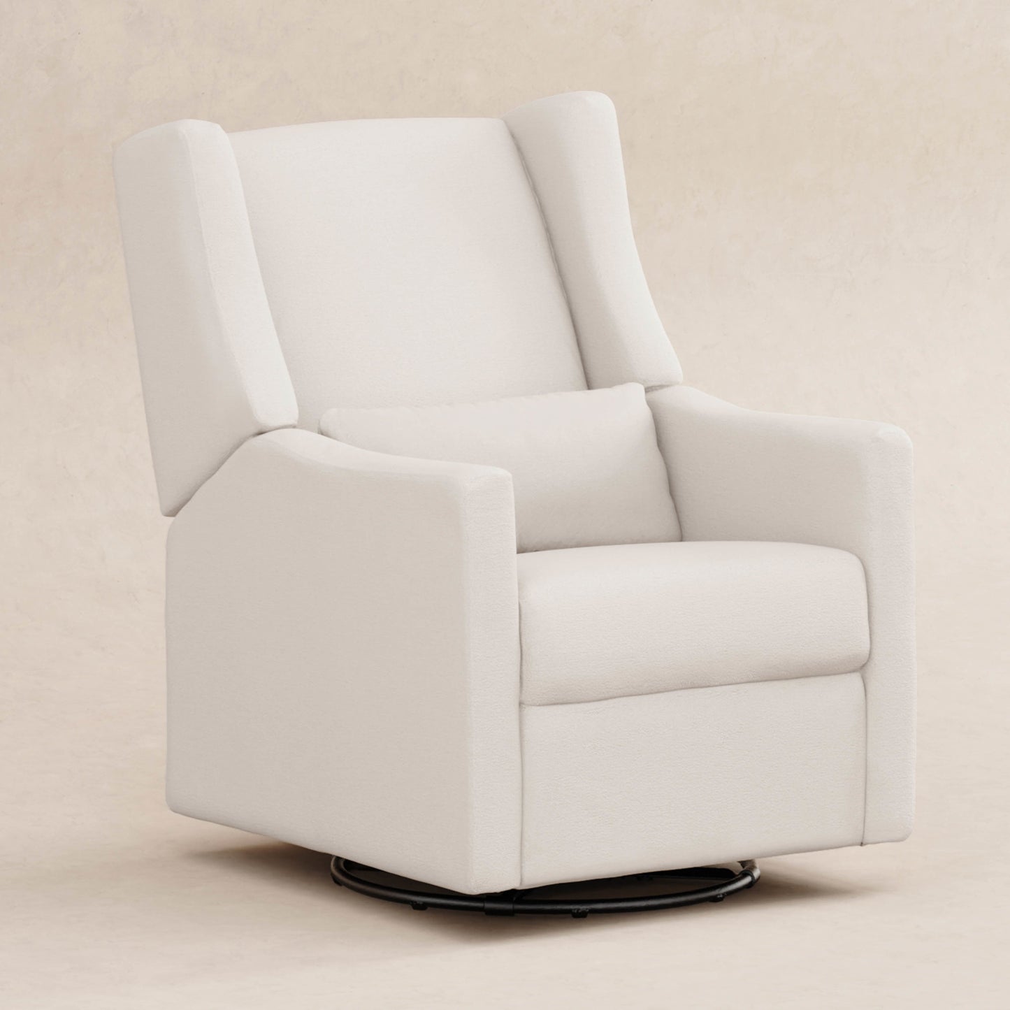 Kiwi Glider Recliner w/ Electronic Control and USB in Ivory Boucle w/Gold Base
