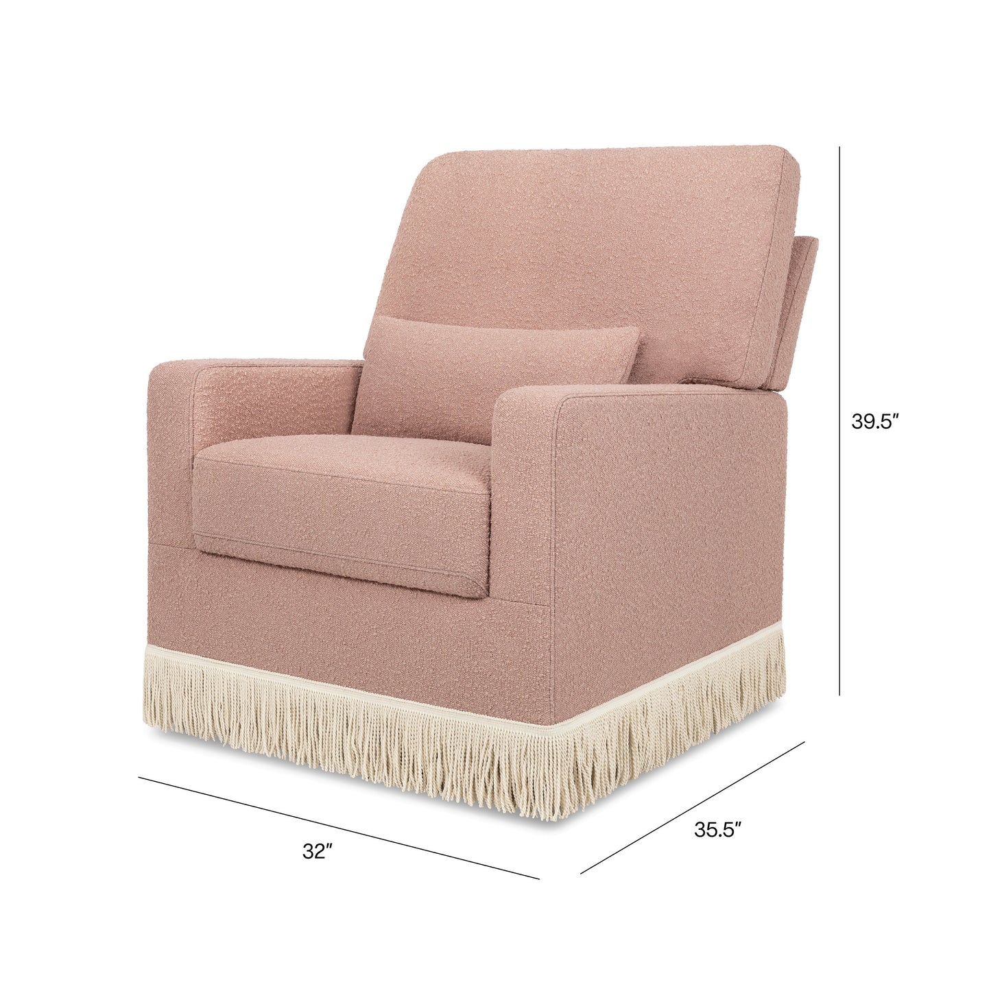 NAMESAKE CRAWFORD PILLOWBACK COMFORT SWIVEL GLIDER | BOUCLE WITH TASSEL FRINGE
