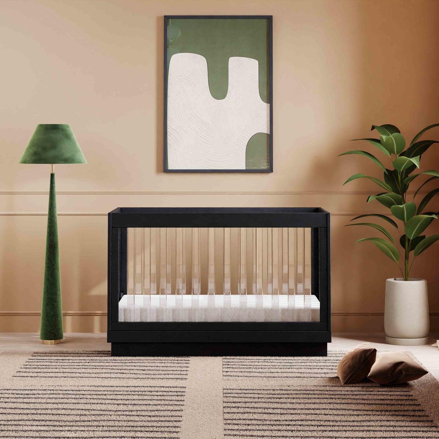 BABYLETTO HARLOW ACRYLIC 3-IN-1 CONVERTIBLE CRIB WITH TODDLER BED CONVERSION KIT