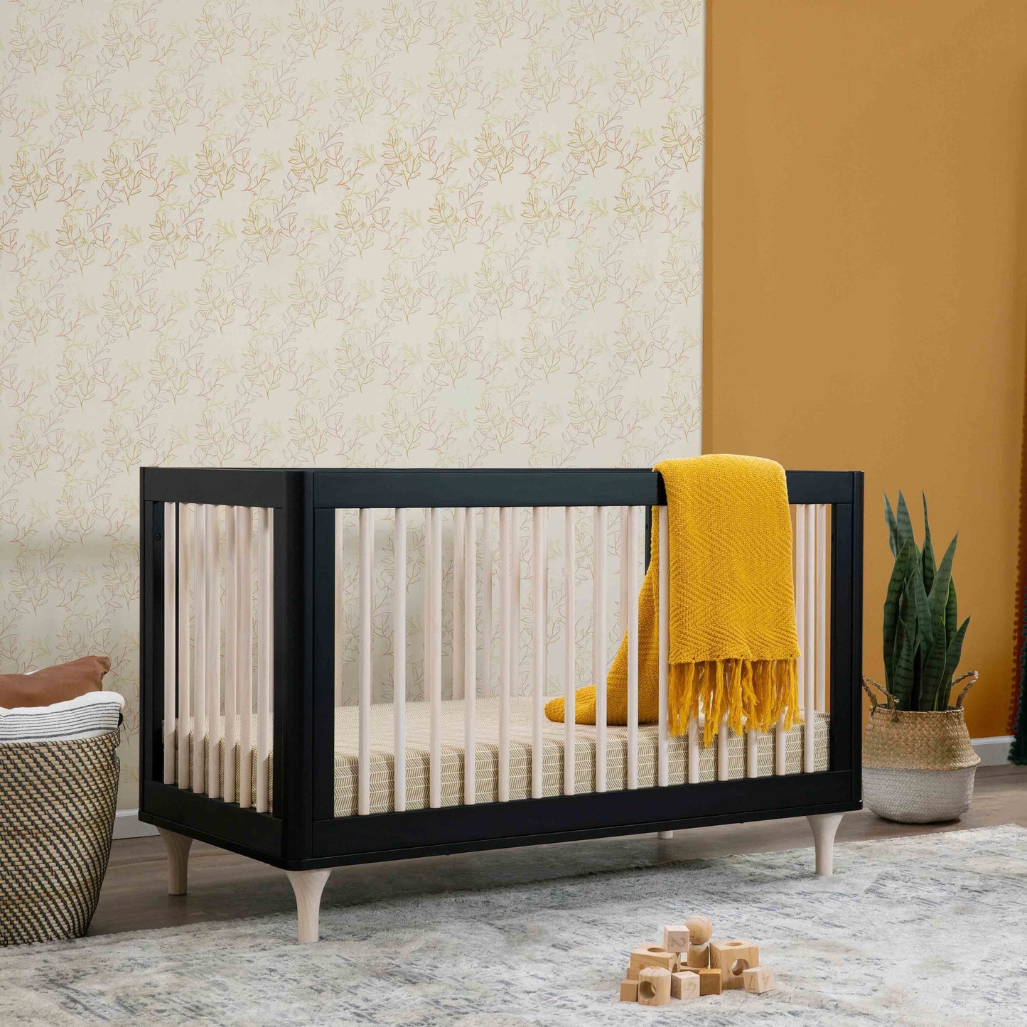 Lolly 3-in-1 Convertible Crib w/Toddler Bed Conversion in Crimson/Natural