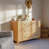 Marin with Cane 6 Drawer Assembled Dresser in Warm White and Honey Cane