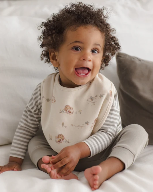 QUINCY MAE JERSEY SNAP BIB, 2 PACK , TURKEY