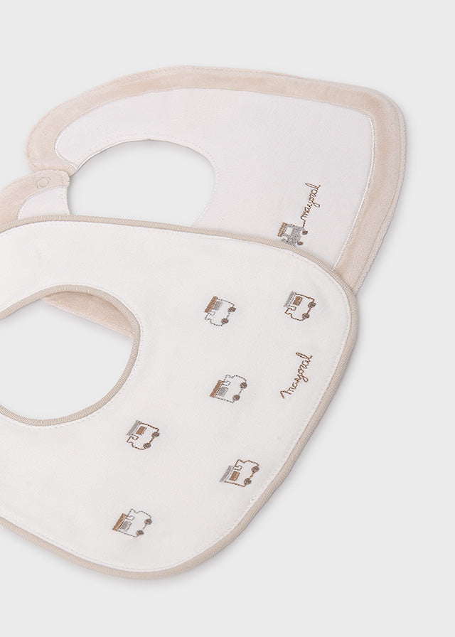MAYORAL BIB SET BEIGE CAR
