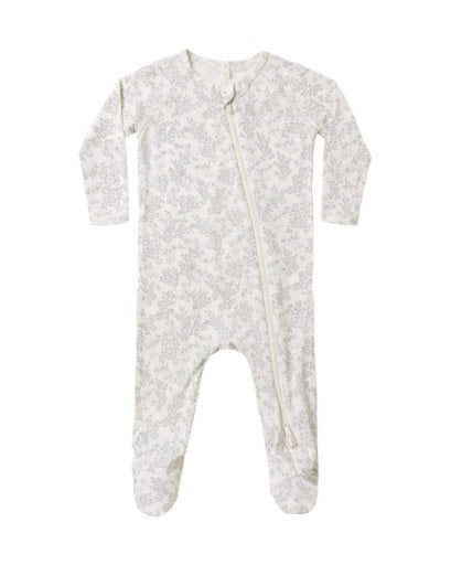 QUINCY MAE BAMBOO ZIP FOOTIE CLOUD FLORAL