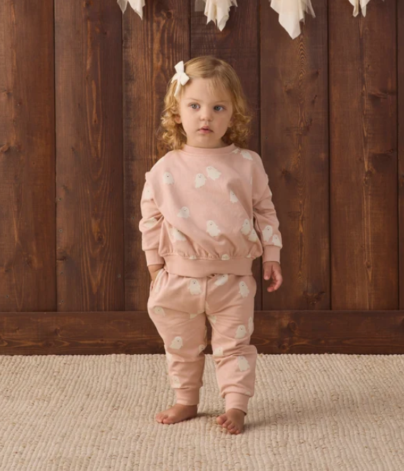 QUINCY MAE RELAXED FLEECE SWEATSHIRT SWEET GHOST