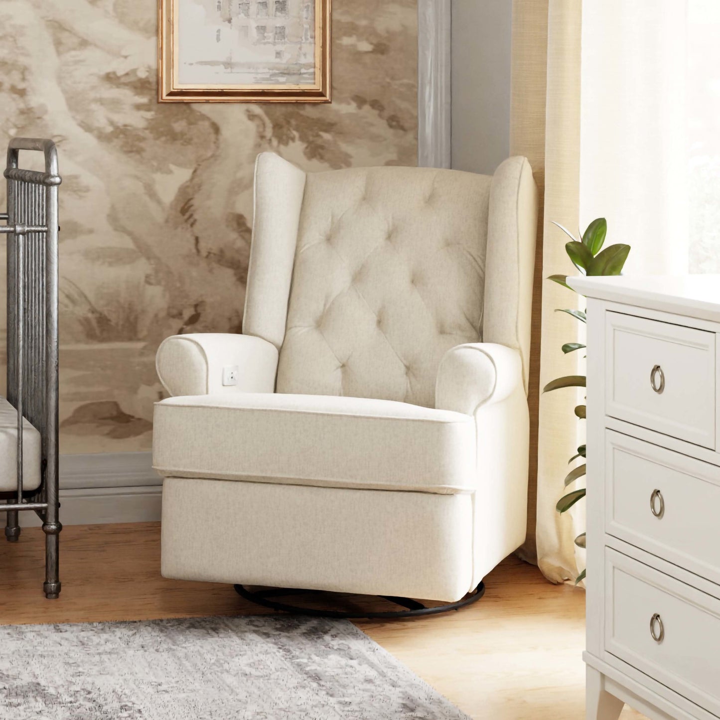 NAMESAKE HARBOUR ELECTRONIC RECLINER AND SWIVEL GLIDER IN ECO-PERFORMANCE FABRIC WITH USB PORT | WATER REPELLENT & STAIN RESISTANT