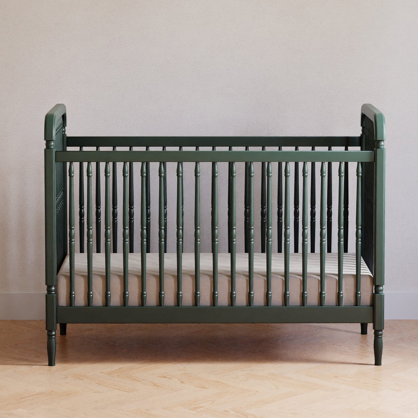Liberty 3-in-1 Convertible Spindle Crib w/Toddler Bed Conversion Kit in Dusty Rose
