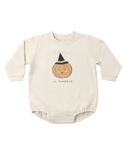 QUINCY MAE CREWNECK BUBBLE ROMPER LIL PUMPKIN