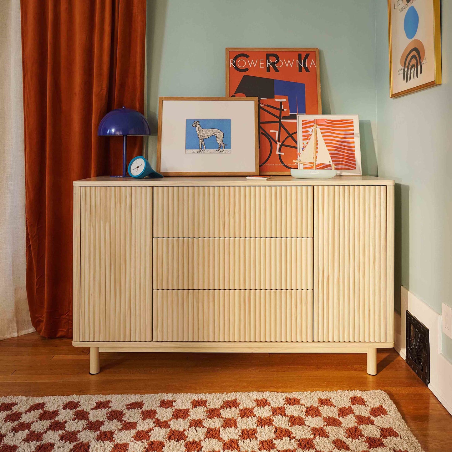 Pogo Tambour Assembled Dresser in Olive