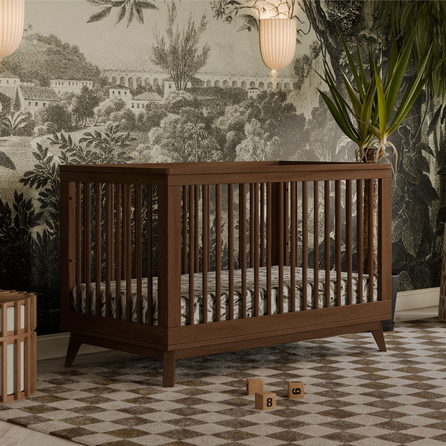 Scoot 3-in-1 Convertible Crib w/ToddlerBedConversion Kit in White/WashedNatural