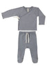 QUINCY MAE WRAP TOP + FOOTED PANT SET SLATE