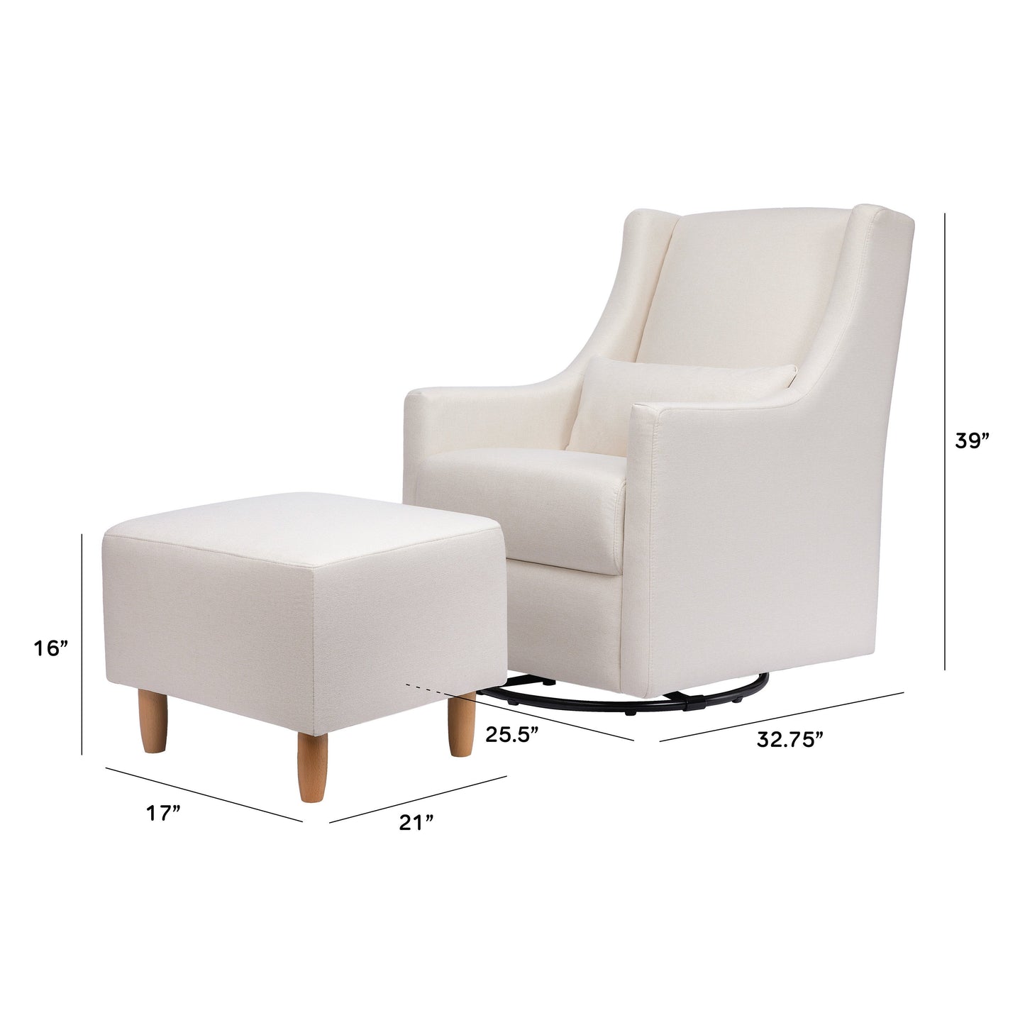 BABYLETTO TOCO SWIVEL GLIDER AND OTTOMAN IN ECO-PERFORMANCE FABRIC | WATER REPELLENT & STAIN RESISTANT