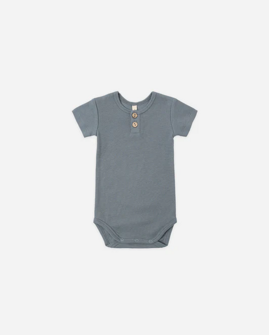 QUINCY MAE RIBBED HENLEY BODYSUIT OCEAN