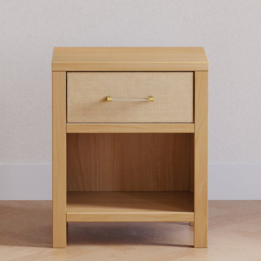 Eloise Nightstand, Assembled in Honey & Performance Sand Eco-Weave
