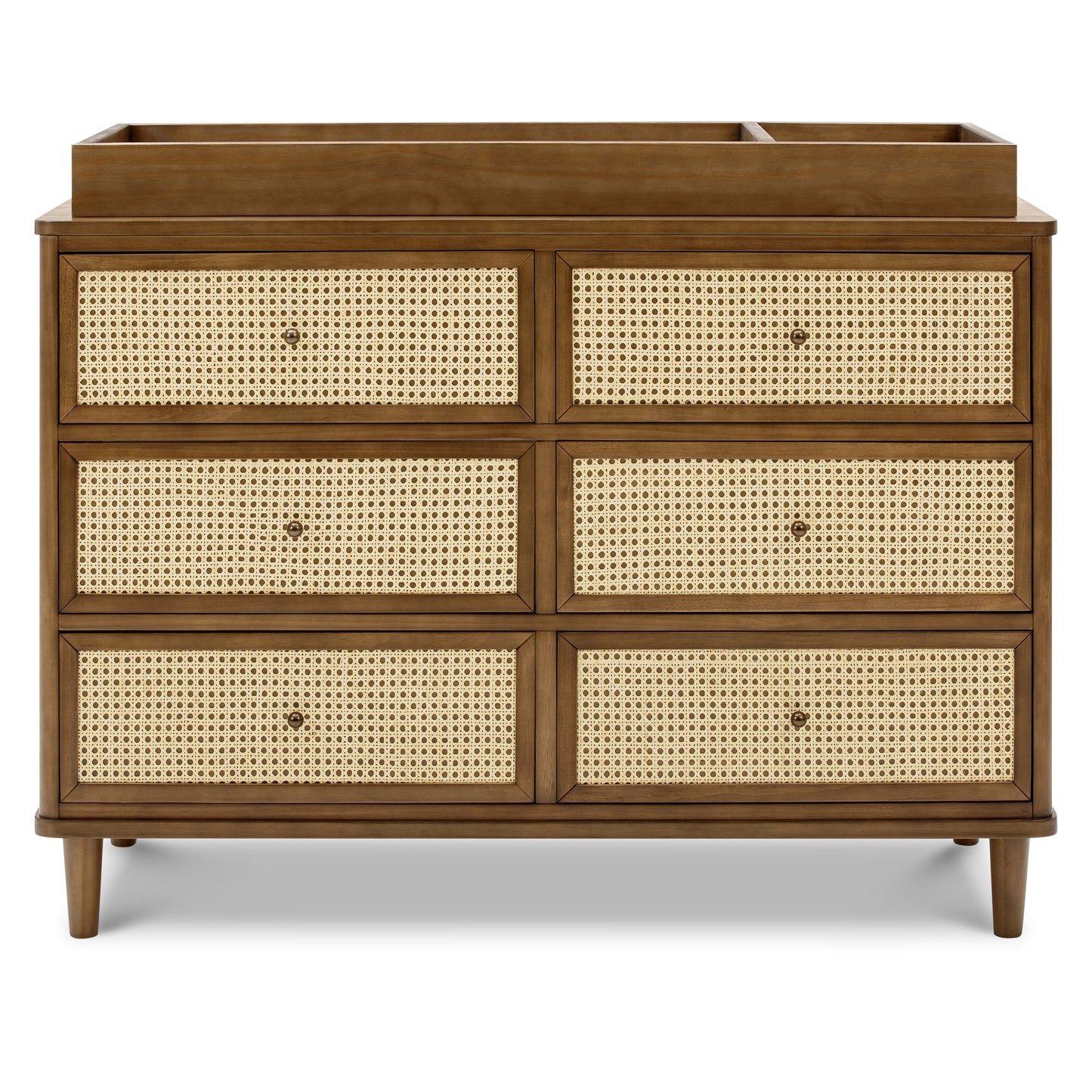 Marin with Cane 6 Drawer Assembled Dresser in Warm White and Honey Cane