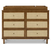 Marin with Cane 6 Drawer Assembled Dresser in Warm White and Honey Cane