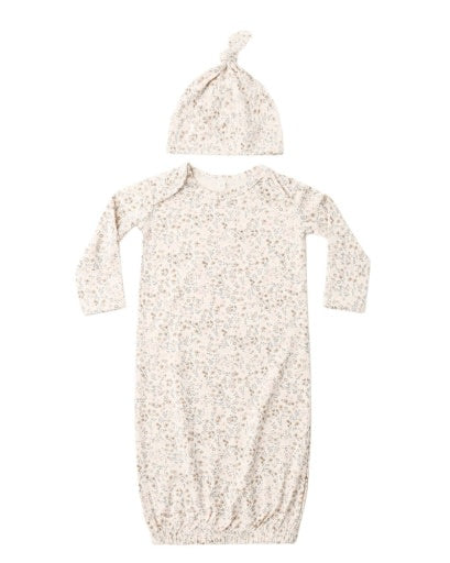 QUINCY MAE BAMBOO BABY GOWN + HAT SET BLOOM