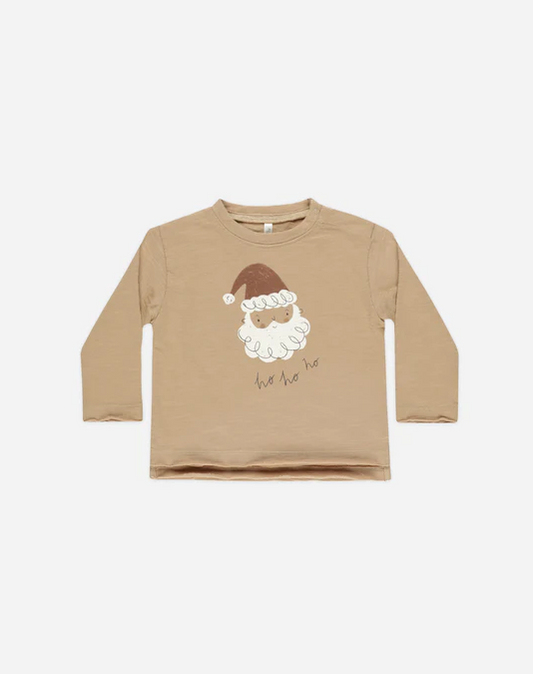 RYLEE AND CRU RAW EDGE LONG SLEEVE TEE SANTA