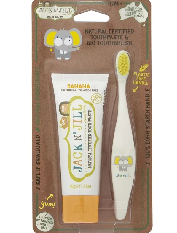 JACK N JILL TOOTH BUDDY PACK- BANANA = KIDS TOOTHBRUSH