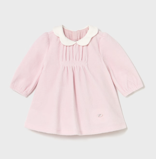 MAYORAL VELOUR DRESS BABY PINK