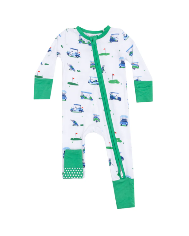 ANGEL DEAR VINTAGE GOLF CARTS BLUE 2 WAY ZIPPER ROMPER