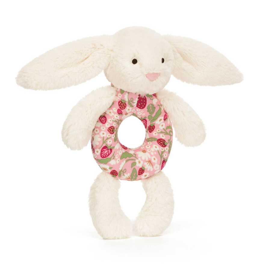 JELLYCAT BLOSSOM CREAM BUNNY BERRY RING RATTLE
