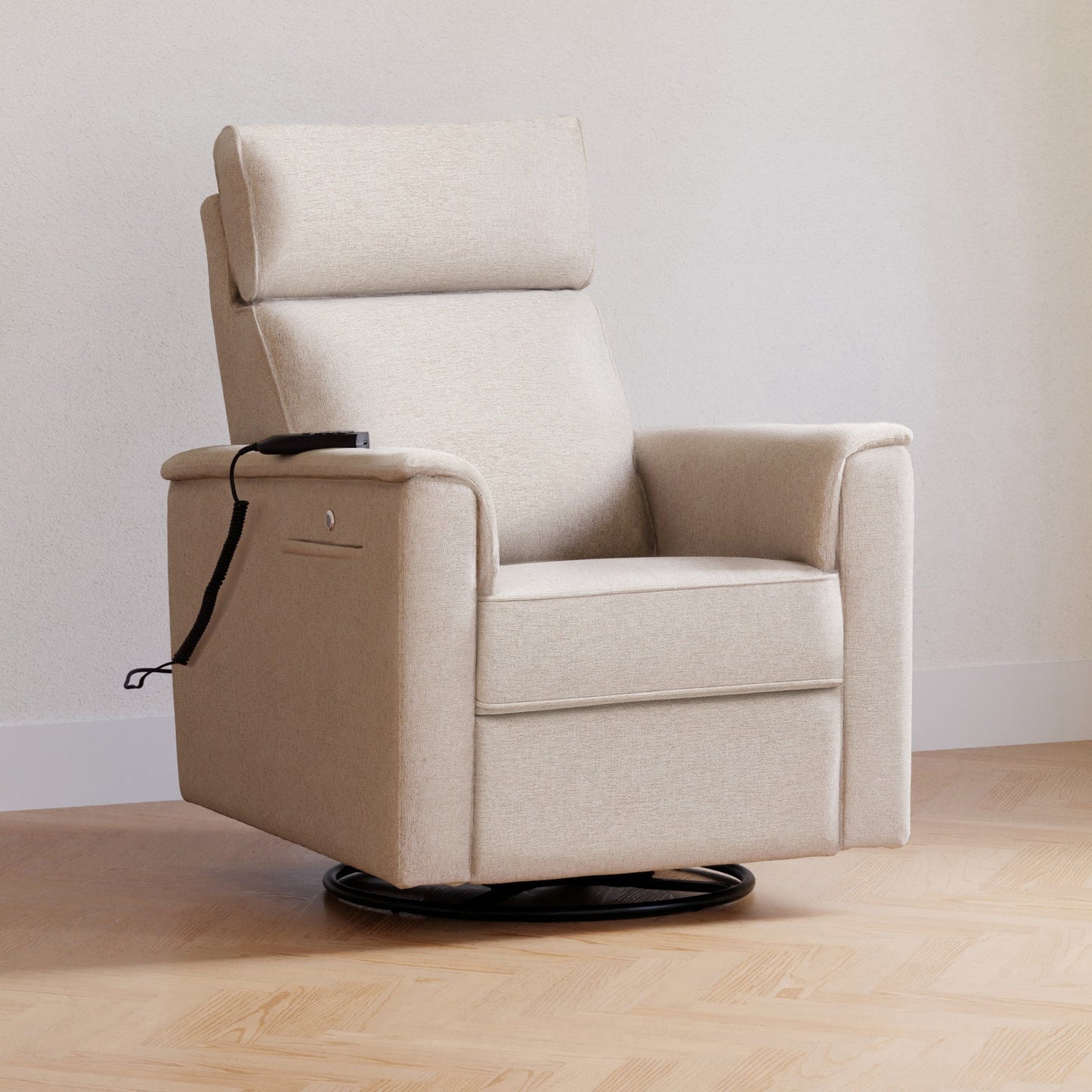 Willa Deluxe Power Glider Recliner w/Heat&Massage in Performance Beach Eco-Weave