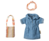 MAILEG DENIM DRESS AND BAG, MUM MOUSE