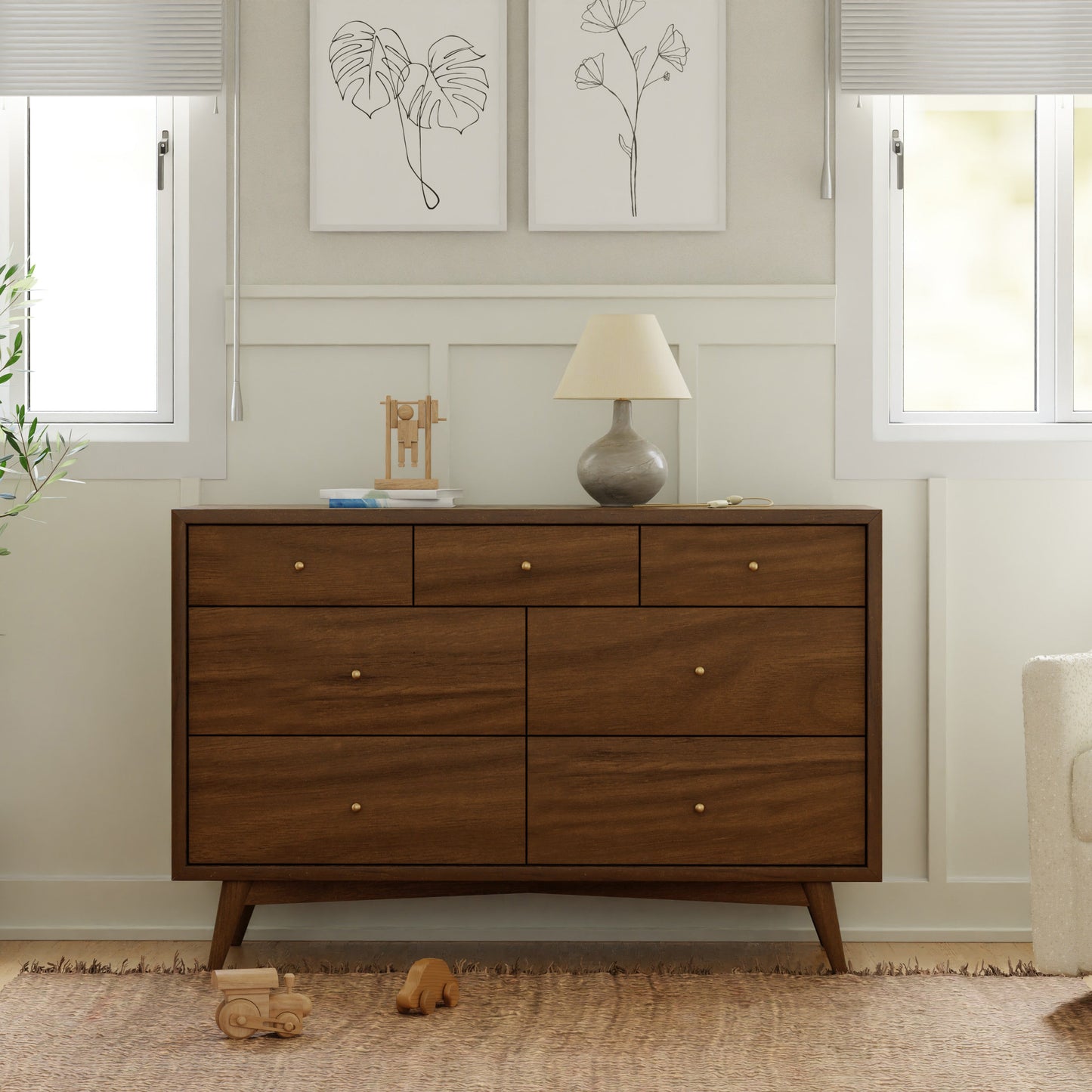 Palma 7-Drawer Double Dresser, Assembled in Warm White