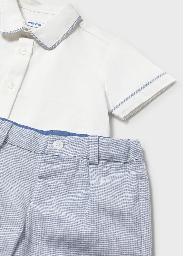 MAYORAL LINEN SHORTS AND SHIRT 2-PIECE SET