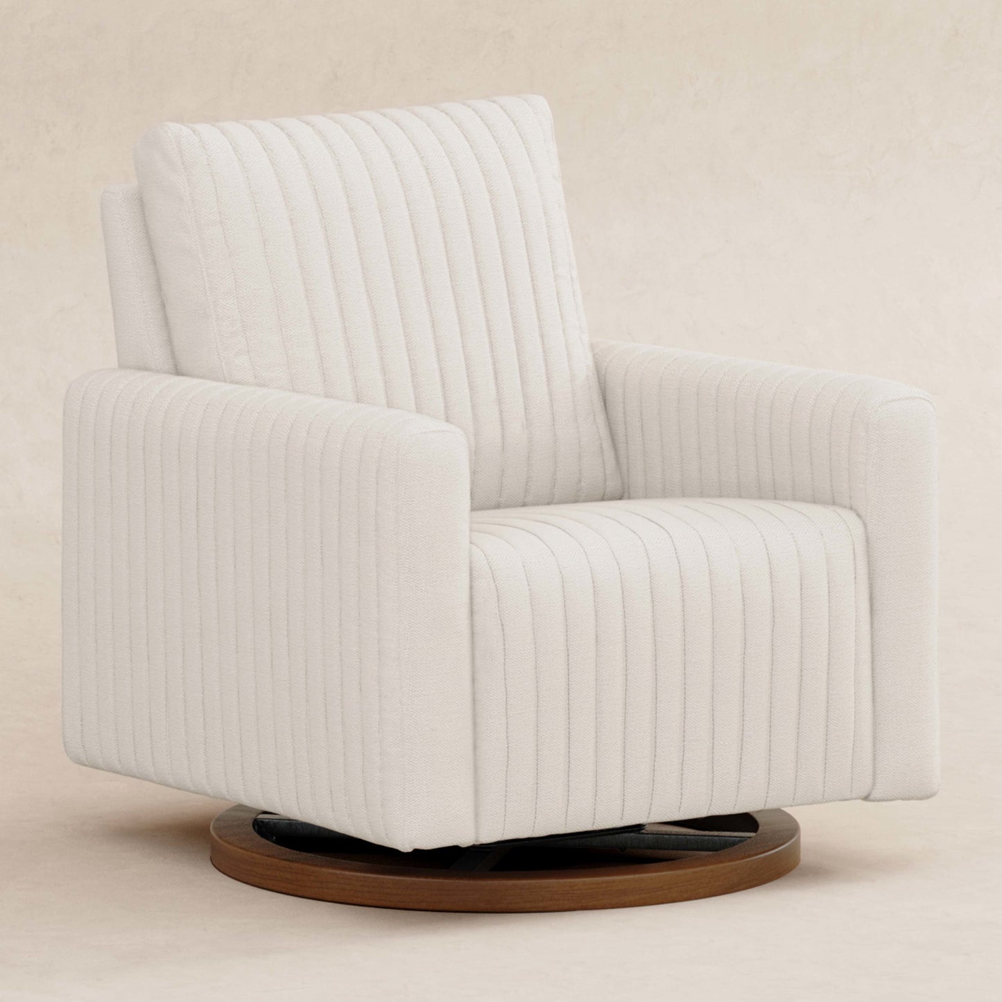 BABYLETTO POE CHANNELED SWIVEL GLIDER IN ECO-PERFORMANCE FABRIC | WATER REPELLENT & STAIN RESISTANT