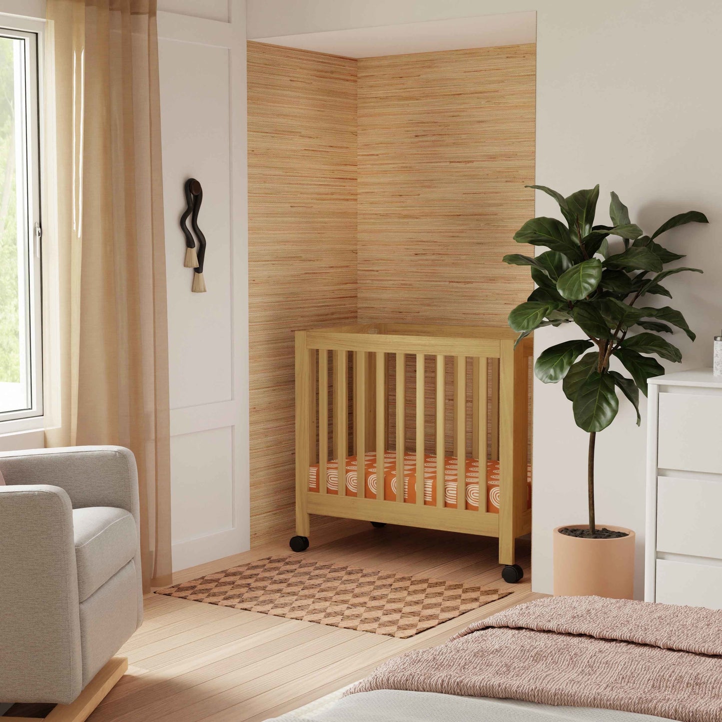 Origami Mini Crib in Light Sage