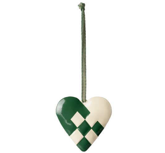 MAILEG METAL ORNAMENT,LARGE HEART - GREEN