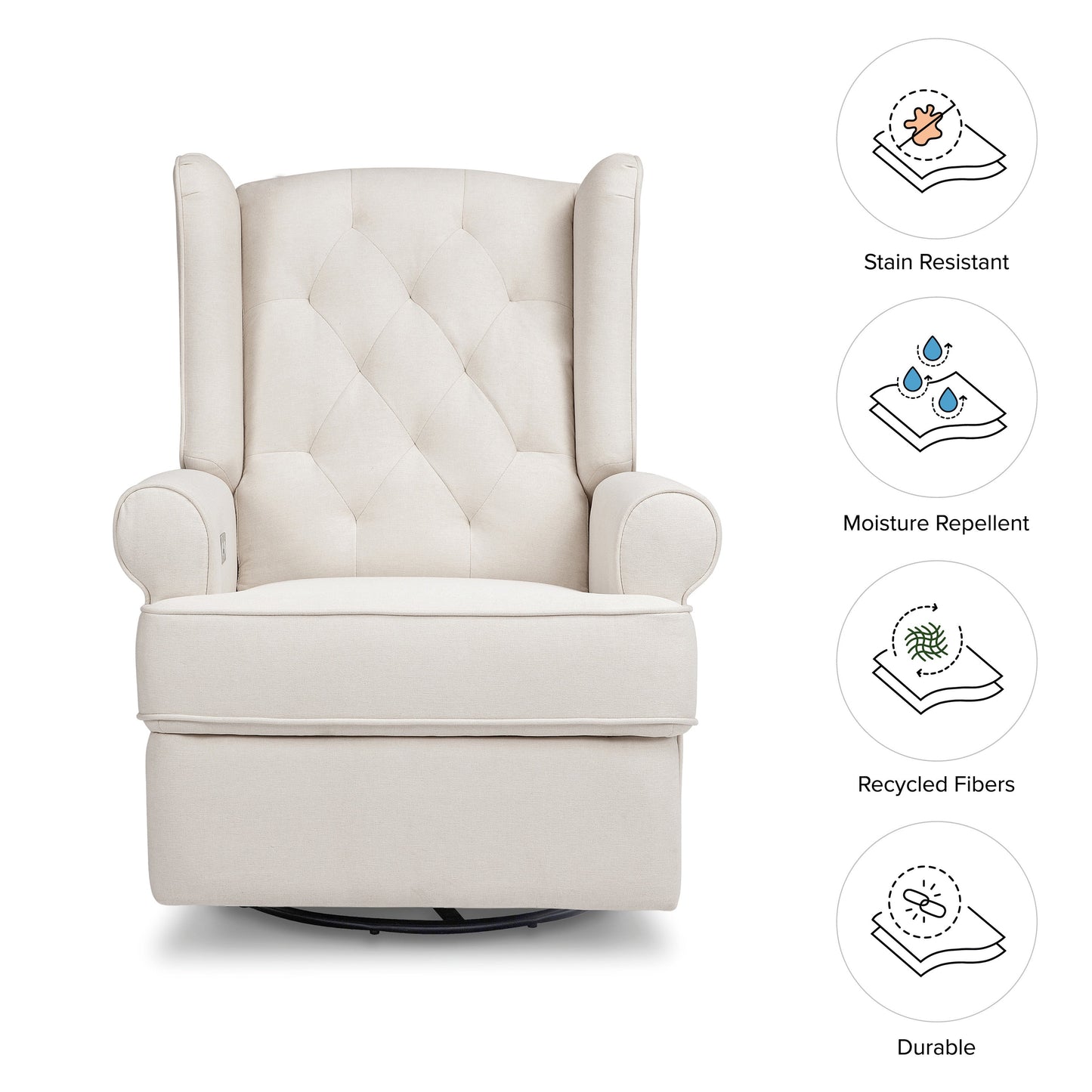 NAMESAKE HARBOUR ELECTRONIC RECLINER AND SWIVEL GLIDER IN ECO-PERFORMANCE FABRIC WITH USB PORT | WATER REPELLENT & STAIN RESISTANT