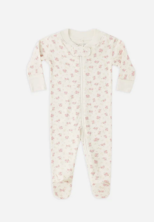 QUINCY MAE ZIP LONG SLEEVE SLEEPER FOOTIE - FLOWER FIELD