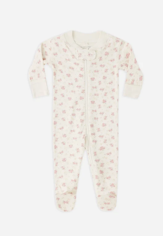 QUINCY MAE ZIP LONG SLEEVE SLEEPER FOOTIE - FLOWER FIELD