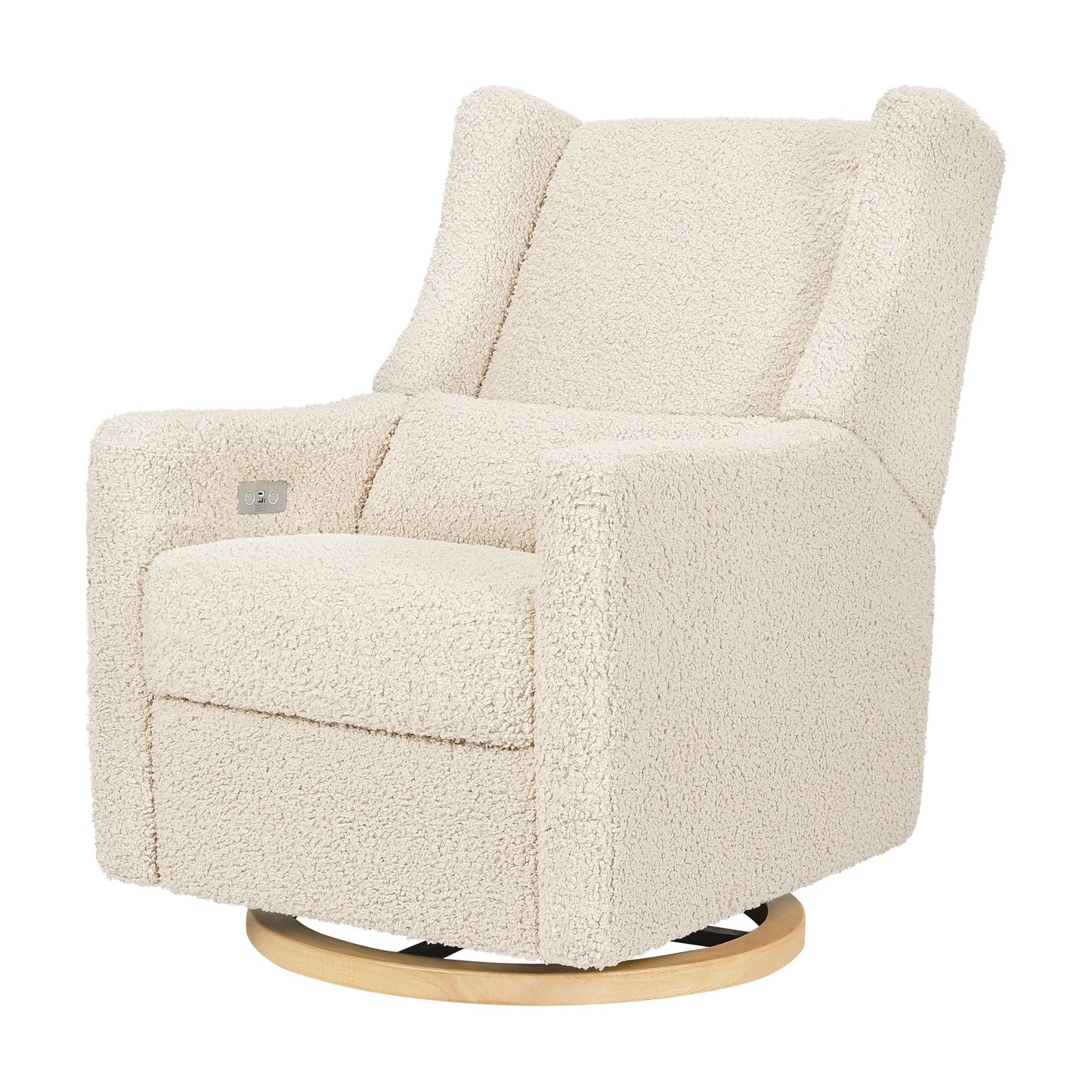 Kiwi Glider Recliner w/ Electronic Control and USB in Ivory Boucle w/Gold Base