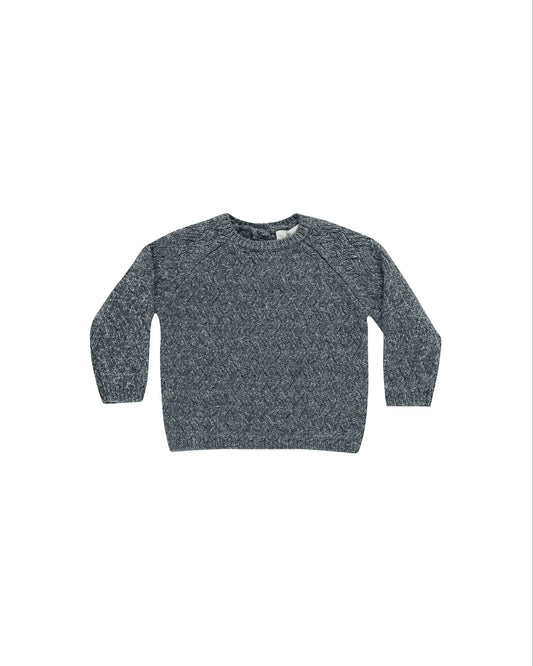 QUINCY MAE KNIT SWEATER HEATHERED INDIGO