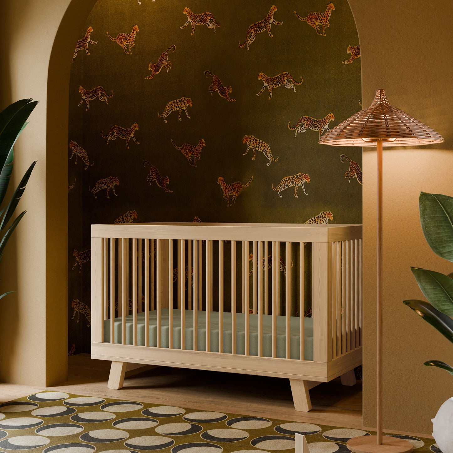 Hudson 3-in-1 Convertible Crib w/ToddlerBedConversionKit in White/Washed Natural