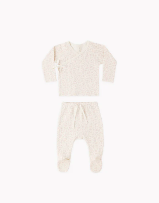 QUINCY MAE WRAP TOP + FOOTED PANT SET - DITSY