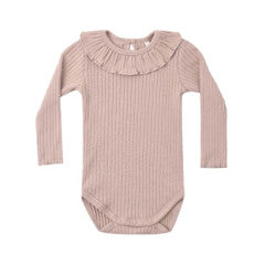 RYLEE & CRU RUFFLE COLLAR BODYSUIT ROSEWOOD