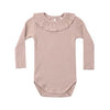 RYLEE & CRU RUFFLE COLLAR BODYSUIT ROSEWOOD