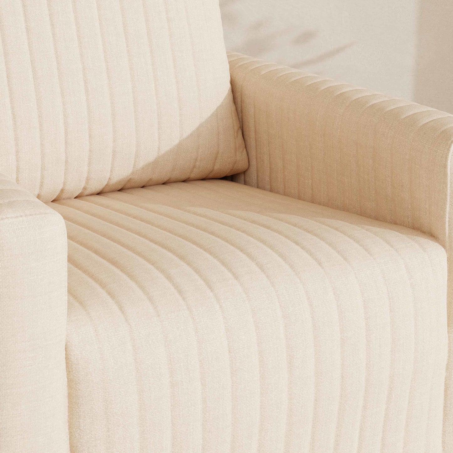 BABYLETTO POE CHANNELED SWIVEL GLIDER IN ECO-PERFORMANCE FABRIC | WATER REPELLENT & STAIN RESISTANT
