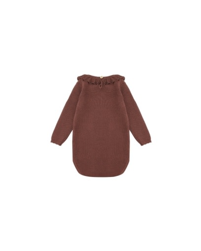 RYLEE & CRU RUFFLE COLLAR BODYSUIT - BURGUNDY